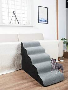 1pc Plush Warm Pet Stair Ramp, Elderly/Small Dog Assistance Ladder, Protect Every Step, Easy Up And Down, Love Lasts Longer. Sofa Bed Dog Steps, Washable Sponge Stair For Sofa, Bed, Teddy, Small, Elderly Cats And Dogs - Multicolor - View 4