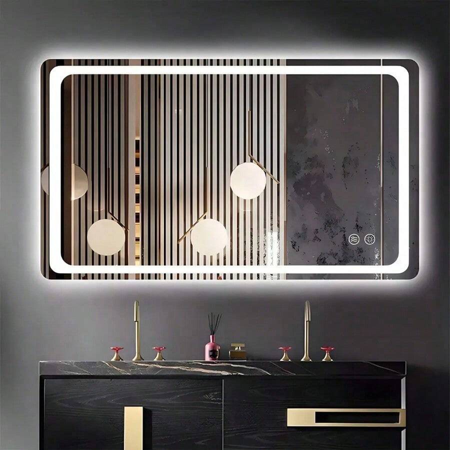 Espejo Con Luz Led Touch Para Baño Tricolor Antivaho 80*60cm Marco Blanco - por defecto - Ver 1