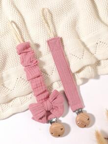 2pcs Baby Pacifier Chain, Fashionable Printed Pacifier Clip And Wooden 3-Hole Pacifier Clip, Suitable For Baby Boys And Girls, Daily Use And Gift - Multicolor - View 17