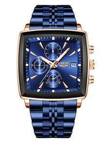 LIGE Men's Fashionable Casual Business Watch Waterproof Luminous Quartz Watch Classic Round Dial Clock Watch Date Design Men - Gold - View 18