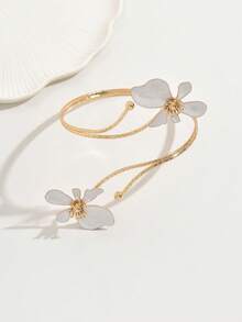 1pc Women's Fashion Floral Drip Oil Open Cuff Bracelet, Suitable For Vacation Wear - Multicolor - View 10