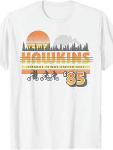 Netflix1 StrangerS Things1 Hawkins Strange Things 85 Retro T-Shirt - Black - View 1