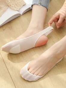 1/4/8 双装女士硅胶防滑镂空后跟袜，带缓冲鞋垫，适合搭配高跟鞋或日常穿着 - 彩色 - 查看 3