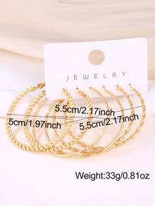 3 Pairs Gold Hoop Earrings Set, Suitable For Daily Wear - Golden Yellow J0378 - View 3