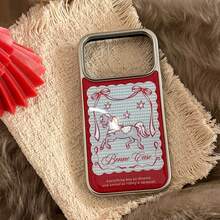 GUCADI 1pc Electroplated Silver & Gold Tone Chinese New Year Of The Horse Design Compatible With IPhone 17 Pro Max, 13, 16, 15, 14 Phone Case, Cute, Personalized, Creative, Chinese Style, Celebratory, Geometric, Cartoon, Adorable, Niche, Light Luxury, Ins Style - Silver - View 5
