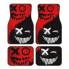 4pcs Halloween Car Floor Mats, Made Of Durable Synthetic Rubber, Fit Most Vehicles, Anti-Slip And Easy To Clean, With Chilling Designs And Details