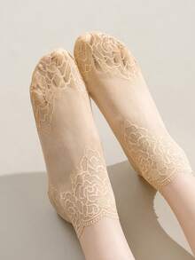 5 Pairs Of Summer Women's Student Thin Fashionable Comfortable Hollowed Out Mesh Breathable Rose Edge Lace Socks - Multicolor - View 17