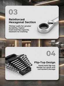 High Hardness Ratchet Wrench Set (8PCS) – Durable, Tough & Sleek Reversible Hand Tools For Automotive & DIY - 8pcs Set - View 6