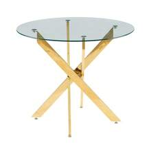 1+4,5pieces Dining Set, Table Metal Leg Mid-Century Dining Table For 4-6 People With Glass Table Top, Pedestal Dining Table, End Table Leisure Coffee Table - default - View 7