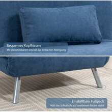 Upholstered Armchair That Converts Into A Bed, 2-In-1 Model, Armchair-Bed, Guest Bed, Fabric Upholstery, With Cushions, Blue - Teal Blue - View 7