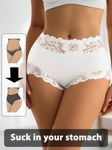 QUASTI 3pcs Women's Mid-Rise Lace Print Underwear, Comfortable, Skin-Friendly, Breathable - Multicolor - View 2