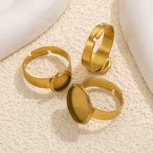 10pcs Stainless Steel Adjustable Blank Ring Bases Diameter 8/10/12/14/16/18/20mm Glass Domed Gemstone Setting Embossed Mounting Tray Home Craft DIY Jewelry Making Ring - Silver - View 4