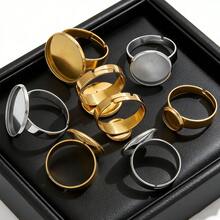 10pcs Stainless Steel Adjustable Blank Ring Bases Diameter 8/10/12/14/16/18/20mm Glass Domed Gemstone Setting Embossed Mounting Tray Home Craft DIY Jewelry Making Ring - Silver - View 6