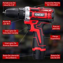 3/8'' Kit Taladro Atornillador De Impacto Inalámbrico 2 Batería - Rojo - Ver 3