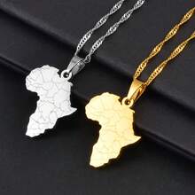 1件非洲地图及国家名称吊坠项链，男女通用，非洲地图首饰，尼日利亚、加纳等。