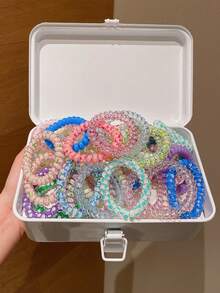 12个/套 时尚彩色螺旋发圈，可用于扎马尾、盘发，休闲佩戴，礼品