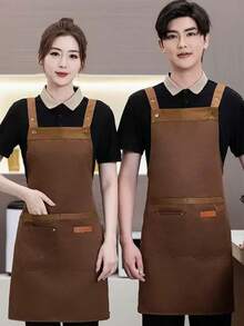 1pc Adjustable Unisex Apron With Pockets, Waterproof And Stain-Resistant, Suitable For Cooking, Baking, Grilling In Kitchen, Cafe, Restaurant - Multicolor - View 13