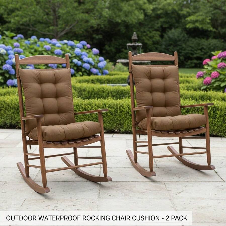 Outdoor Indoor Waterproof Seat Chair Outdoor & Indoor Waterproof Seat Chair Cushions With Ties Chair Back Cushion Recliner Seat Mat Outdoor Dining Chair Cushion For Patio Cushion Furniture - 卡其色 - 查看 1