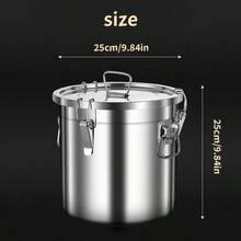 1个带锁盖和提手的密封不锈钢罐 - 重型储物罐，节省空间设计，适用于厨房、储藏室、餐厅、面包店 - 非常适合存放大米、谷物、糖、油、牛奶、面包 - 易于清洁的表面，厨房收纳整理，时尚厨房用品，经久耐用 - 彩色 - 查看 10