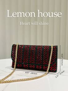 1 szt. Kolorowa kopertówka z kryształkami, metaliczna, dekoracyjna, elegancka torebka na ramię, odpowiednia na wieczorne przyjęcie, wesele, bal maturalny, prezent dla kobiet - Wielokolorowe - Zobacz 4