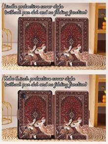 Tablet Protective Case With Elk Pattern, Compatible With IPad 9.7/10.2/10.5/10.9/12.9/Pro 11, 10th Generation, Compatible With Samsung Galaxy Tab S6 Lite 10.4-Inch, Compatible With Kindle Paperwhite 12th Gen 2024, 2022 Kindle (11th Generation), Soft Anti Drop, Smart Stand/Automatic Wake-Up/Sleep. Plant Pattern Protective Cover. - 多色-3 - 查看 5