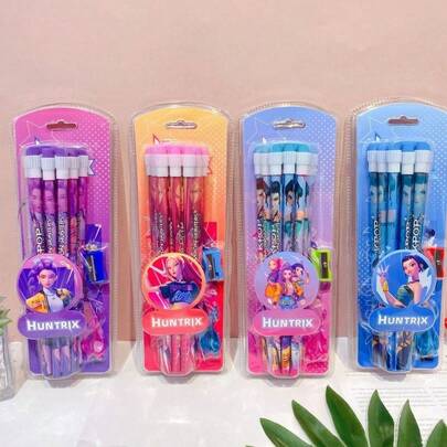 Mattel 一套12支心形铅笔，可爱设计，适合小学生使用。款式随机。是新年、情人节或复活节的理想礼物。