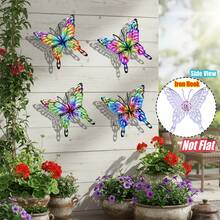 4 PEÇAS Decoração de Parede de Borboleta de Metal Vazado, Escultura de Parede de Arte de Ferro Vibrante e Resistente à Ferrugem de 16 cm para Jardim, Pátio, Quintal, Varanda, Cerca - Presente Perfeito para Família, Amigos, Inauguração e Dia das Mães - Estilo B - Visão 6