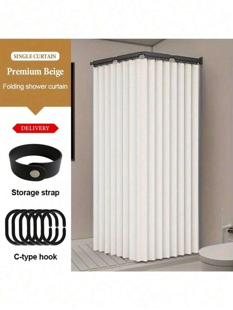 Cortina de ducha plegable moderna - Separación húmeda/seca, material de poliéster, diseño a rayas con ganchos y correa de almacenamiento, adecuada para uso doméstico y hotelero durante todo el año, decoración de baño, cortina de ducha, partición multifuncional, estilo moderno, fácil mantenimiento (varilla plegable no incluida) - Multicolor - Añade 14