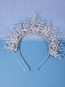 1件水晶紫色发箍公主生日皇冠，深色正式礼服哥特式头饰，新娘水钻婚礼发饰，派对节日装饰 - 紫色 - 查看 8