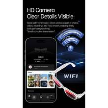 AI Smart Glasses, AI Camera Glasses, Supports WiFi Transmission, 8-Megapixel Camera, High-Definition Video And Photos, Bluetooth Audio, AI Voice Assistant, Real-Time Translation, Object Recognition, Noise Reduction Calls, Music Playback. - Tròng kính trắng đỏ - Xem 5
