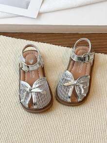1双婴儿/幼儿公主平底防滑鞋，公主网眼蕾丝百搭凉鞋 - 銀色 - 查看 1