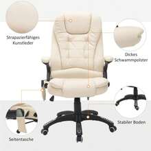 Massage Chair, Office Chair, Executive Chair With 6-Point Vibration Massage Function And Heating Function, Swivel, In Beige Faux Leather - Apricot - View 7