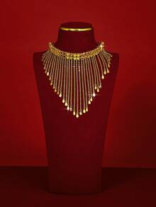 1pc Elegant Vintage Style Brass Necklace, Suitable For Casual, Party, Dating, Christmas And Other Occasions, Great Gift For Women, Girlfriend, Parents - XXL-030 - View 3