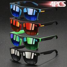 WSZ 4 piezas Gafas deportivas unisex de moda vintage a rayas, tonos pastel brillantes, gafas estéticas elegantes para ciclismo, conducir, playa, vacaciones y deportes al aire libre - 4PCSF733 - Ver 8