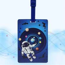 Creative Astronaut Luggage Tag, High Quality Travel Accessories, Baggage Tag, PU Leather Tag, Boarding Tag, Name ID Labels With Privacy Cover For Suitcases, Boarding Tag Portable Label - Multicolor - View 13