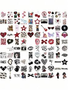 100pcs Y2K Aesthetic Dark Style Stickers, Y2K Downtown Stickers, Y2K Gifts, Retro Stickers, 90s Stickers, Waterproof Vinyl Stickers For Envelopes, Water Bottles, Computers, Laptops, Phones, Luggage, Notebooks, Fridges, Etc. - B - View 4