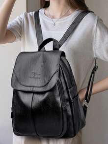 LANYIBAIGE Women's Soft PU Leather Backpack, Student School Bag, High-Quality Multifunctional Backpack, Women's One Shoulder Commuter Bag - Black - View 10