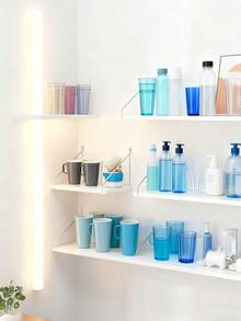 1件免钻孔壁挂式装饰悬挂书架储物架宿舍房间壁挂式木板架，一体式悬浮架，适用于卧室、客厅、电视背景墙、壁挂式置物架 - 白色 - 查看 8