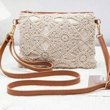 2025新款镂空花朵手拿包，女士休闲PU小方包，轻盈奢华日常穿搭