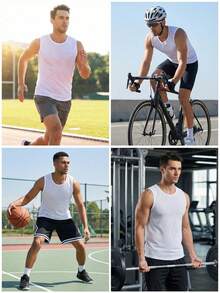 Qualicos Men's High Wicking Sleeveless Base Layer Cycling Running Underwear Quick Dry Vests Lightweight Sports Tank Tops - White - View 4