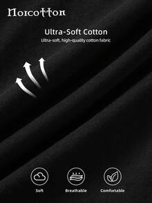 2条装 Norcotton 男士黑色平角内裤，100% 纯棉 - 黑色 - 查看 6