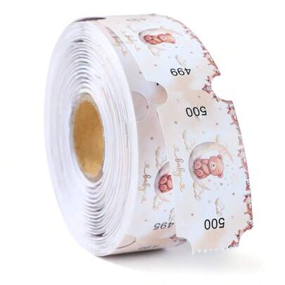 500 vé/cuộn hình gấu nâu, đồ dùng cho tiệc mừng em bé sắp chào đời, trò chơi và hoạt động cho tiệc tiết lộ giới tính, vé sự kiện, vé vào cửa, vé bốc thăm may mắn, vé kỷ niệm, phần thưởng lớp học, đồ dùng cho trò chơi tiệc sinh nhật.