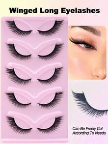 New Cat Eye False Eyelashes, Natural & Lengthening Transparent Band, Flared Ends, Elongate Eye Shape, Faux Mink Eyelashes, Makeup Use (XF01) Strip Eyelashes, Eyelashes, False Eyelashes, Fake Eyelashes - Cat Eye Lashes - View 7