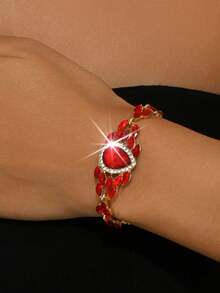 3件/4件/5件套波西米亚复古风合成红色水钻首饰套装，十二月生辰石时尚套装，适合宴会、婚礼和特殊场合佩戴 - 綠色8019 - 查看 10