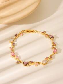 水钻藤蔓锆石叶子造型时尚手链，适合女性日常佩戴和情人节搭配 - 手鍊 - 查看 5