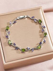 水钻藤蔓锆石叶子造型时尚手链，适合女性日常佩戴和情人节搭配 - 手鍊 - 查看 23