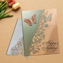 创意蝴蝶金属切割模具，DIY剪贴簿相册和压花模板，贺卡制作工具，卡片纸切割工艺品，礼品卡制作模板模切。 - 銀色 - 查看 3