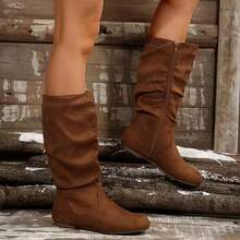 New Autumn And Winter Thick-Heeled Long Boots, Not Above The Knee Brown Skinny Boots, Maillard High-Heeled Boots, Black Classic All-Match Fashion Boots, Women's Mid-Calf Boots, Knight Boots, High Boots - 棕色 - 查看 2