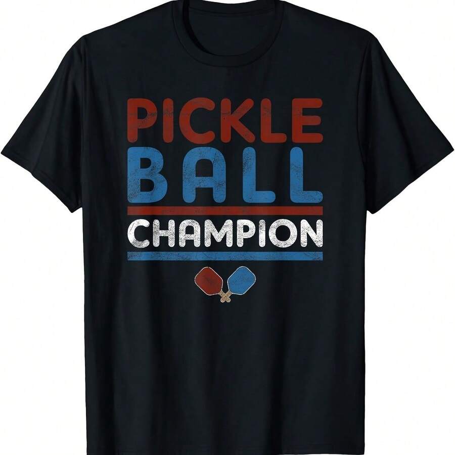 Vintage Pickleball Pickleball Tournat T-Shirt - 黑色 - 查看 1