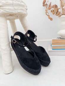 VIKIVIKI SHOES Women's Platform Espadrilles With A Thick, Non-Slip Sole, Y2K Vintage Bohemian Style, Comfortable For Walking, Ideal For Summer, Vacations, The Beach, City Wear, And Everyday Outfits, Perfect For Fresh Looks And Getaways. Estimated Delivery: 1-3 Business Days (Peninsula) - 黑色 - 查看 4